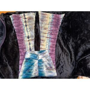NEW CUSTOM MADE VELVET TIE DYE BELL BOTTOMS WIDE BELLS HIPPIE BOHO JANIS JOPLIN